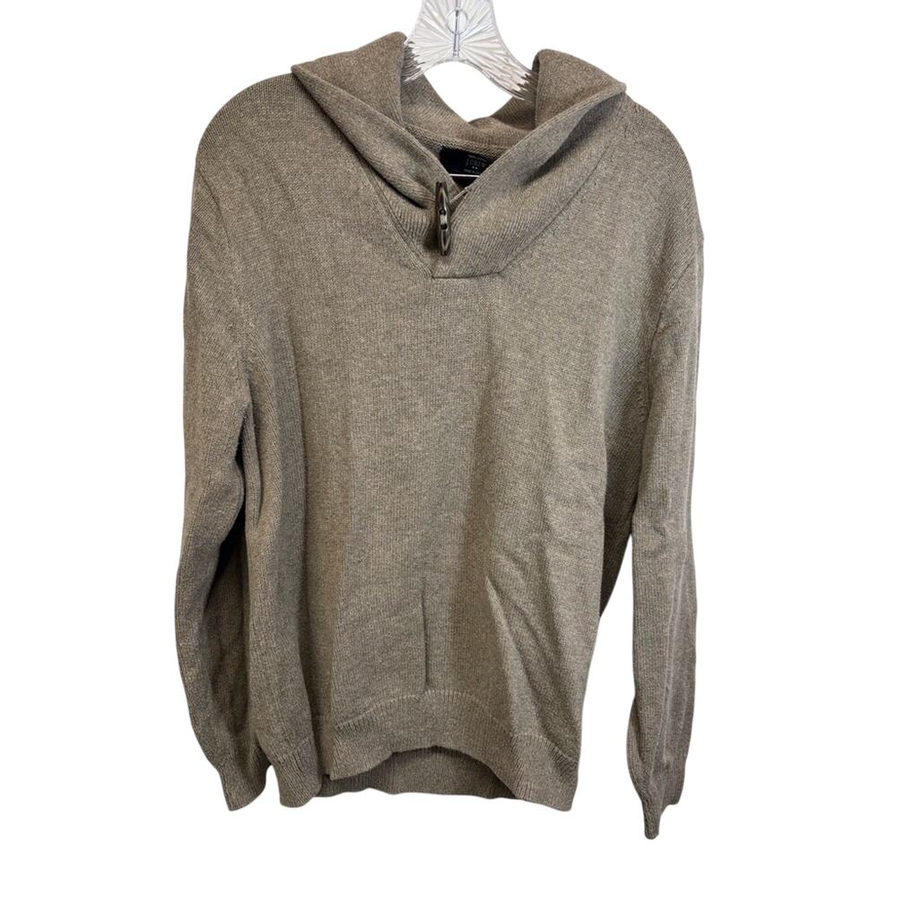 J. Crew men's tan shawl collar sweater made of 100% cotton Size Large